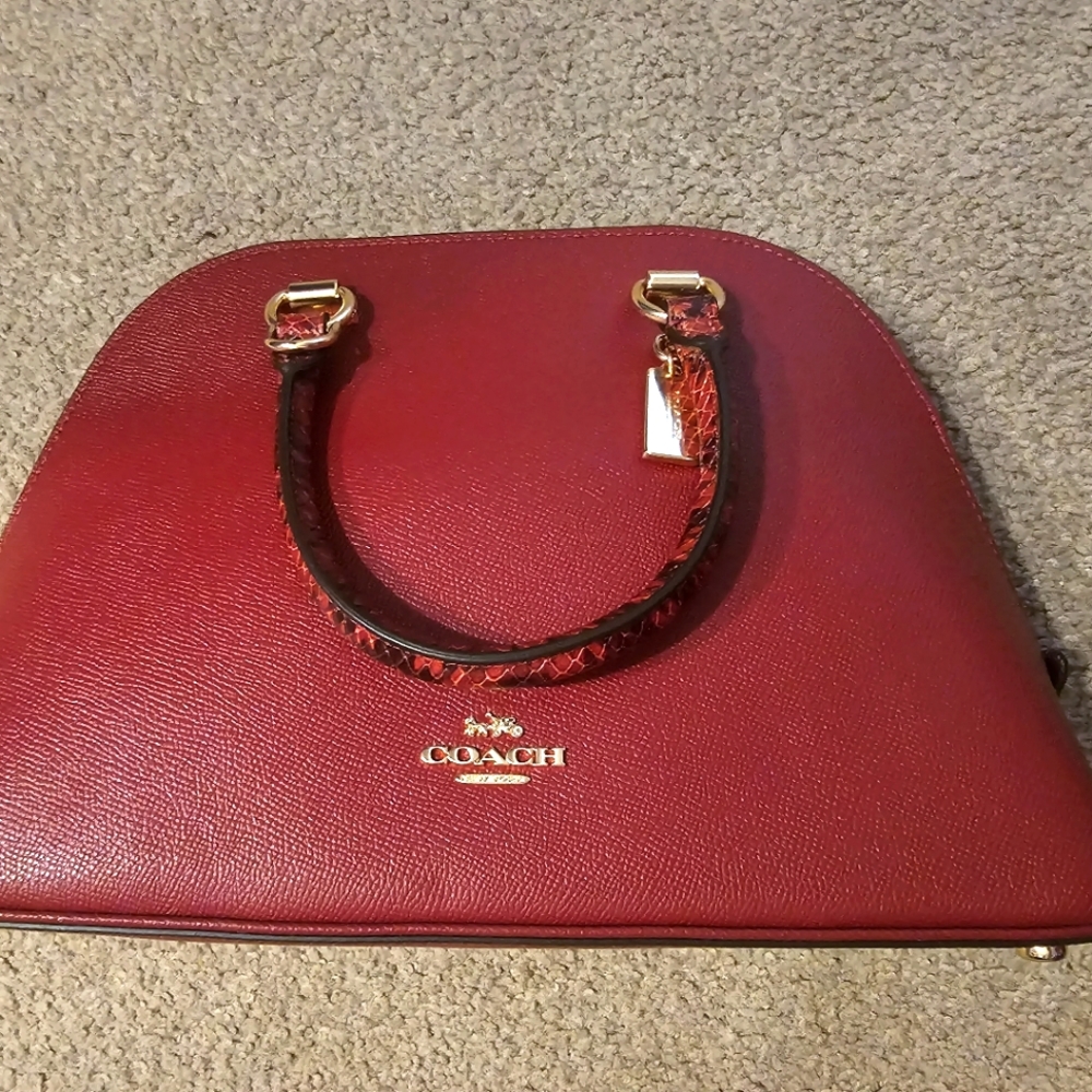 Authentic red COACH purse and matching wallet